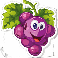 Naklejka premium Cute grape catoon on a White Canvas Sticker,vector image