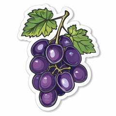 Cute grape catoon on a White Canvas Sticker,vector image