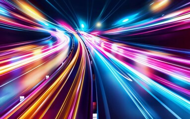 Light Trails, Long Time Exposure Motion Blur Effect. Very beautiful Vector Illustration