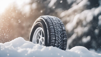 brand new snow tire, isolated white background, copy space for text
 - Powered by Adobe