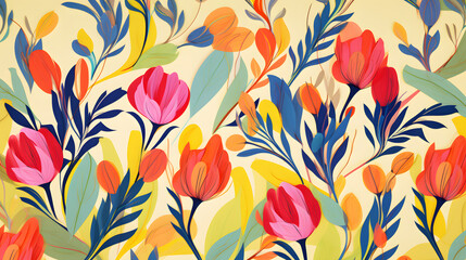 cartoon flowers hand drawing pattern abstract graphic poster background