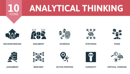 Analytical thinking set. Creative icons. Editable elements.