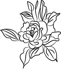 A black and white drawing of a flower with the word spring on it