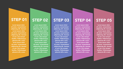 Vector Infographic report template made from 5 steps