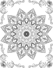 Printable Mandala Coloring Page for Adults. Educational Resources for School for Kids. Adults Coloring Book. Mandala Coloring Activity Worksheet.