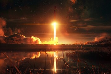 Colossal Rocket Launch - Night Sky