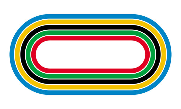 recommend clip art: rounded abstract geometric background, five olympic colors parallel lines