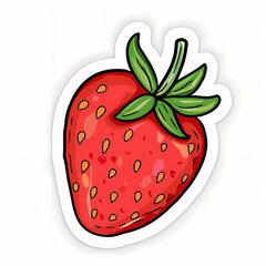 Obraz premium Cute strawberry catoon on a White Canvas Sticker,vector image