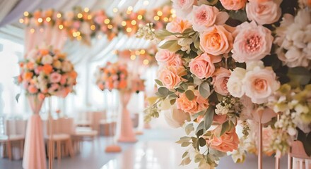 Wedding decorations are full of floral decorations. aesthetic wedding venue