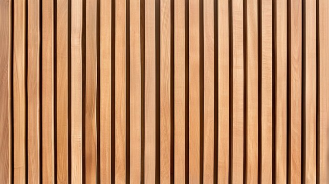 Wall made of wooden panels. Vertical wooden slats for facade cladding. Timber stripes made of beige pine. A modern plank surface for interior and exterior design.