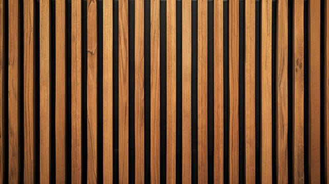 Wooden wall made of vertical panels. Line slats made of wood for a modern interior. Timber planks for cladding facades or fences. Material for cladding in construction.