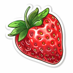 Obraz premium Cute strawberry catoon on a White Canvas Sticker,vector image