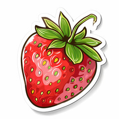 Obraz premium Cute strawberry catoon on a White Canvas Sticker,vector image