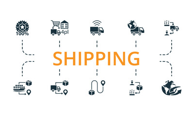 Shipping set. Creative icons. Editable elements.