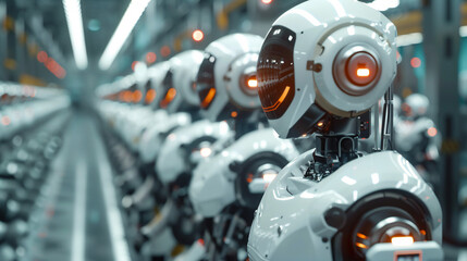 Fototapeta premium automation robot arms machine in intelligent factory industrial on real time monitoring system software. Welding robotics and digital manufacturing operations.