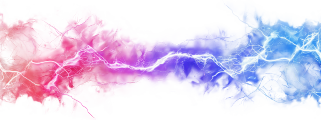 Blue and red electricity isolated on transparent background.