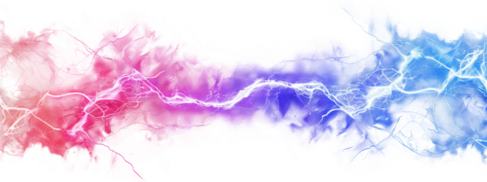 Blue and red electricity isolated on transparent background.