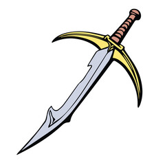 Naklejka premium sword war icon line color illustration