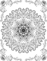 Printable Mandala Coloring Page for Adults. Educational Resources for School for Kids. Adults Coloring Book. Mandala Coloring Activity Worksheet.