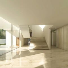 Minimalist modern interior design of hallway with staircase