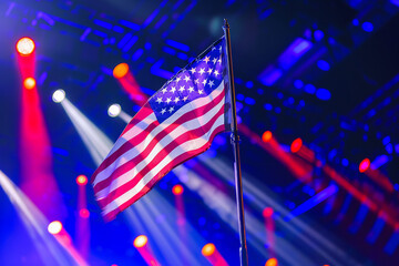 american flag on the stage