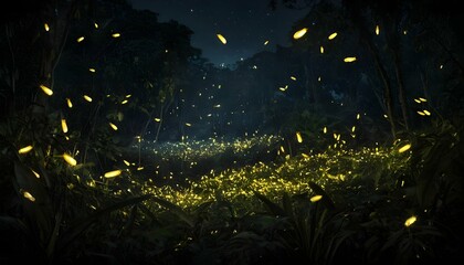 A swarm of fireflies illuminating the jungle at ni upscaled_4