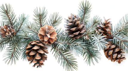 Fir Branch with Pine Cone Transparent Background,
A branch of a Christmas tree with cones on a white background closeup A beautiful branch of a coniferous pine tree with fruits and cones on a white 