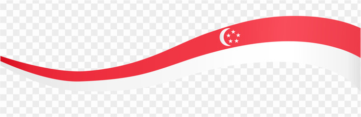 Singapore flag wave isolated on png or transparent background vector illustration.