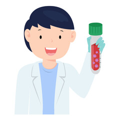 Medical laboratory technologist show blood with virus in lab tube test