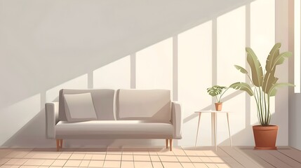 Cozy and Comfortable Urban Living Room with Natural Lighting and Minimalist Decor