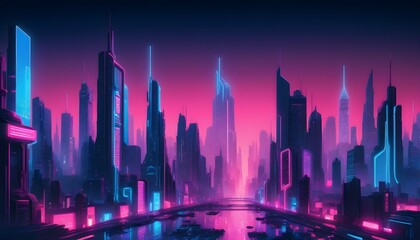 A futuristic cityscape lit by neon lights with gra upscaled_2