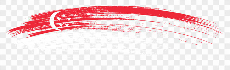 Singapore flag brush paint textured isolated  on png or transparent background. vector illustration