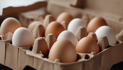 fresh organic eggs in carton box

