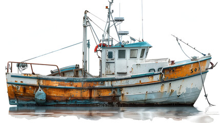 Fishing Boat Isolated Object Transparent Background,
A painting of a boat that has a ship on it
