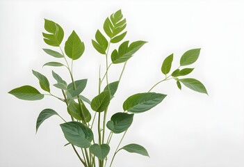 Vibrant Green Pothos Leaves Isolated on White Background: Perfect for Nature and Design Projects