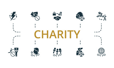 Charity set. Creative icons. Editable elements.