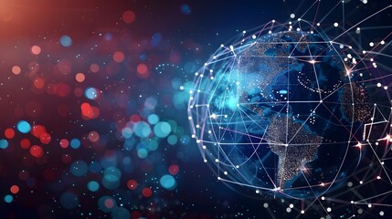 Obraz premium Futuristic Digital Globe Illustrating Global Network and International Telecommunication Connectivity