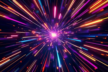 The image is a glowing, abstract, colorful background.