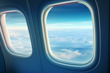 Peaceful cloudscape seen from the inside of an aircraft during flight