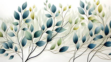 watercolor illustration of green leaves print pattern abstract graphic poster background