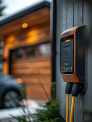 Detailed view of an electric vehicle charging port installation in a home environment, with wiring and tools visible