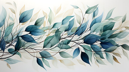 watercolor illustration of green leaves print pattern abstract graphic poster background