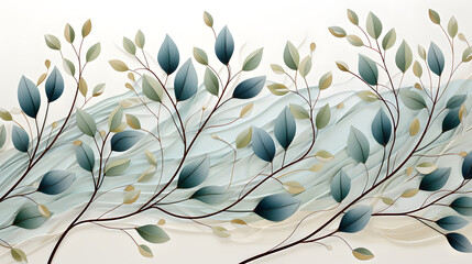 watercolor illustration of green leaves print pattern abstract graphic poster background