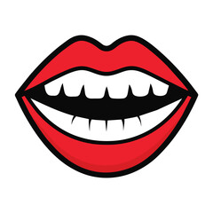 Line icon mouth with teeth vector design on white background