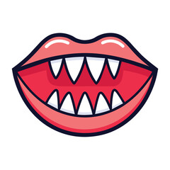 Line icon mouth with teeth vector design on white background