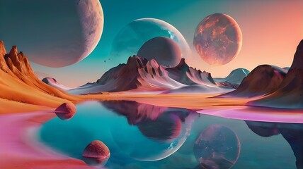 landscape with moon and clouds