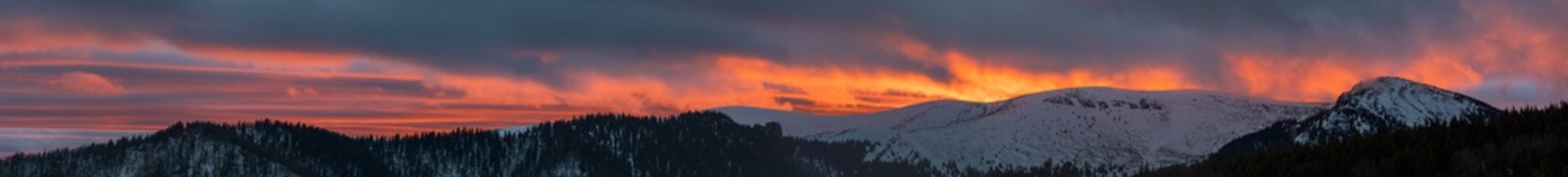 Evening sunset view of mount Ostredok, Velka Fatra