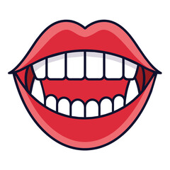 Line icon mouth with teeth vector design on white background