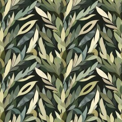 Seamless Botanical Pattern with Elegant Leaf Design for Textile and Wallpaper