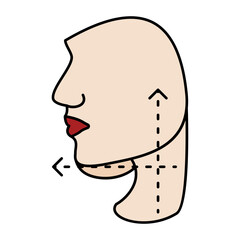 Get rid of unwanted fat under the chin vector icon design, Cosmetology or Cosmetologist Symbol, esthetician or beautician Sign, Beauty treatment stock illustration, double chin removal concept